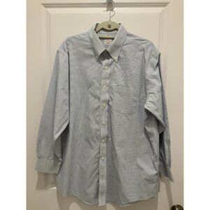 Brooks Bros. Button Down Shirt 16.5 2/3 Men's Regular Fit L/S Check Blue White